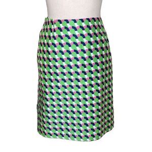 NEW Melly M Green and Pink Preppy Pencil Skirt Size 2 NWT